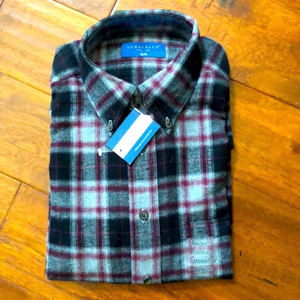 Men’s brushed cotton plaid shirt size M
